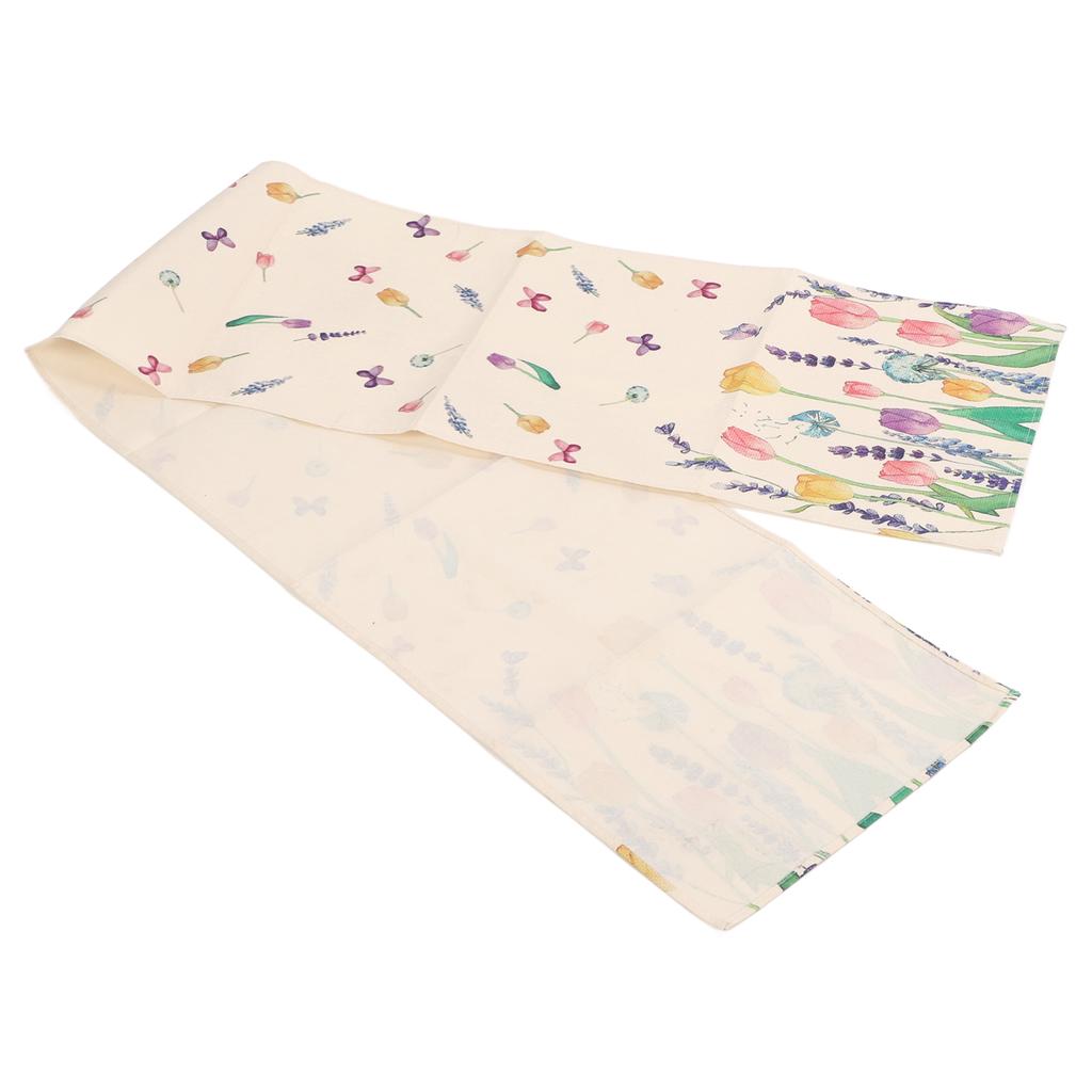 Rectangle Table Runner Floral Pattern Reusable 70.9x11.8in Waterproof Tear Resistant Linen Table Runner for Parties