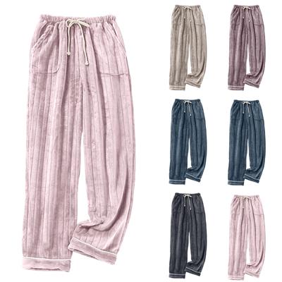 Женские модные флисовые утепленные длинные пижамные брюки