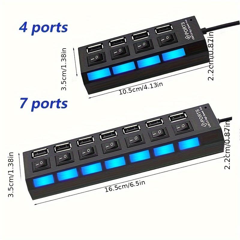 7 портов/4 порта светодиодный USB 2.0 адаптер-концентратор переключатель включения/выключения питания для портативного компьютера