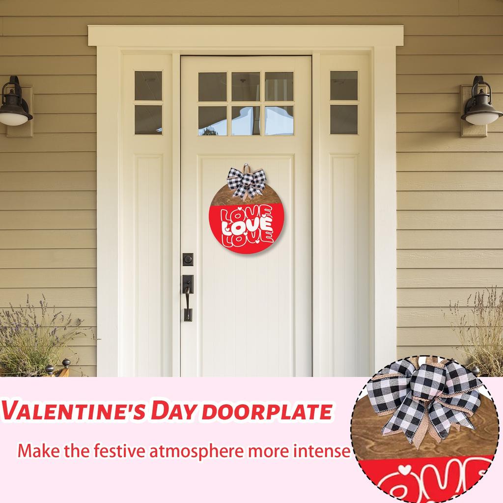 Valentine's Day Wooden Hanging Door Sign Decor, Heart Wedding Front Door Patio Gate Background Ornament