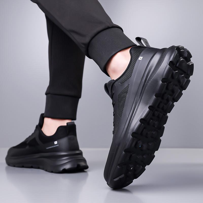 Men Black Sport Casual Sneakers Low Top Walking Shoes Sizes 38-45 for Travel Training Commuting Streetwear and Everyday Daily Wear
