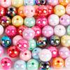 10/30/50pcs Acrylic Beads Ab Rainbow Color Block Bubble Gum Beads Inlay Beads DIY Bead Hairband Bracelet Pen Bag Chain Jewelry Making