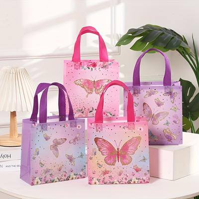 12 шт., подарочная сумка, нетканая сумка, сумка для покупок с принтом бабочек, подарочная упаковка для канцелярских принадлежностей, подарочная сумка для свадьбы, дня рождения, вечеринки