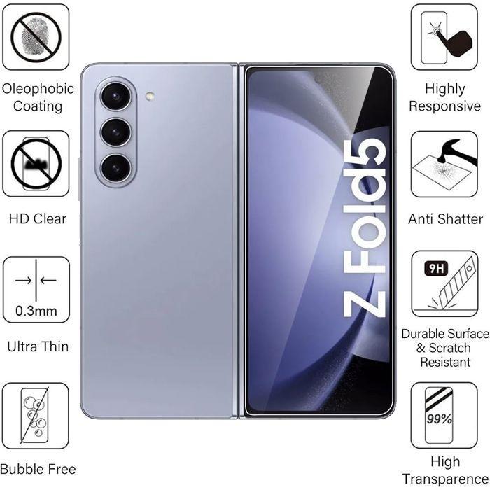 Verre Trempé - BOOLING - Compatible Samsung Galaxy Z Fold 4/5 - Protection 9H - Transparent - 2 pièces