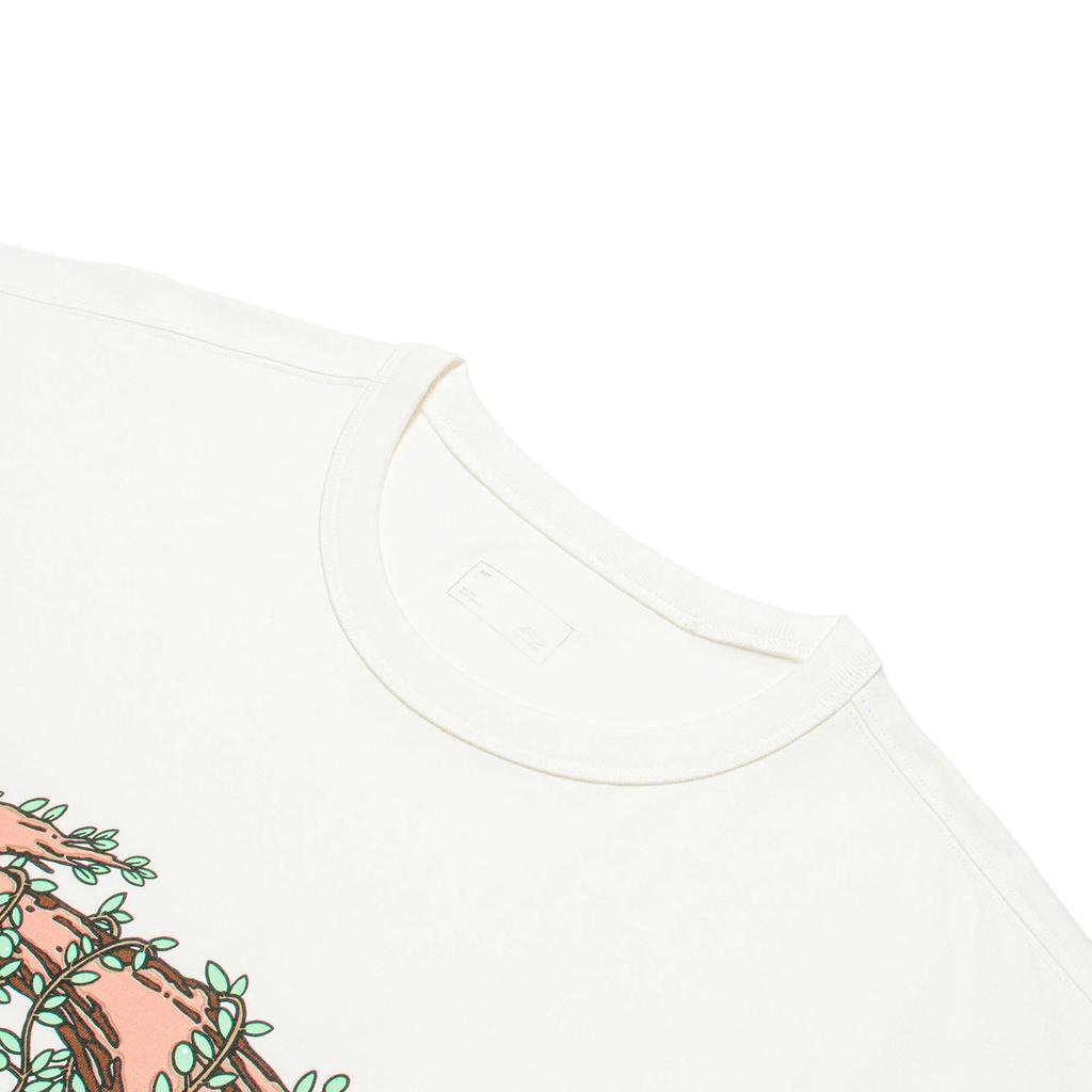 Li-Ning Vine Logo Printed Casual Short Sleeve T-Shirt Men Tops Off-White Green AHST447-5