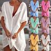 Cotton Women's Vintage Dress White Oversize Casual Beach Mini Dresses 2025 Summer Maxi Dress Robe De Soirée Orange Vestidos
