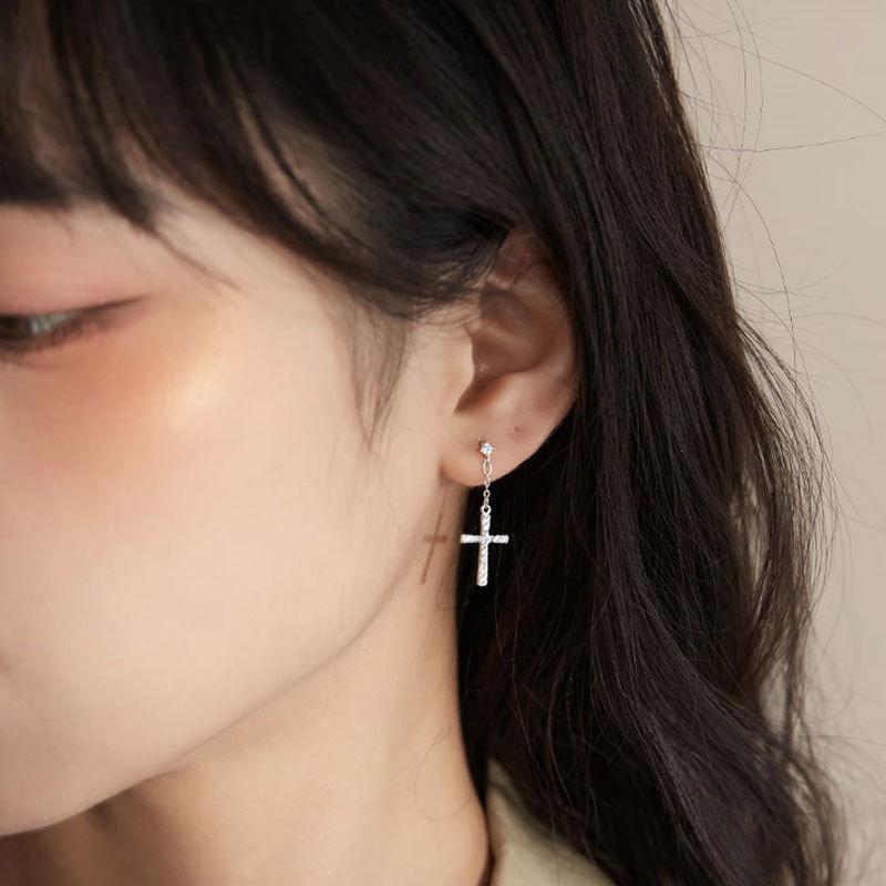Earrings Simple Earrings Cross Asymmetrical Personality Earrings Earrings Earrings Niche Design for Women