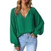Осенние плиссированные блузки с v-образным вырезом, модные повседневные свободные женские рубашки с длинным рукавом, простые шифоновые рубашки и топы, женская однотонная одежда 28612