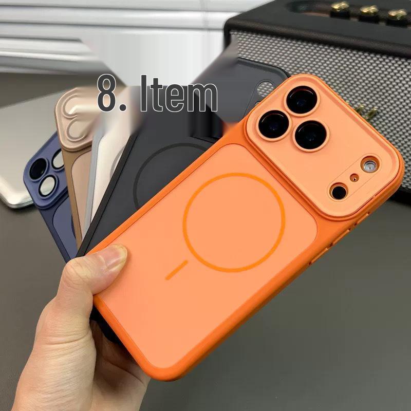 Магнитный защитный чехол для iPhone 17 Pro Max, двухцветный, с ощущением кожи и большим матовым окном