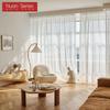 1 предмет, прозрачная занавеска кремового цвета, полупрозрачная тюль, занавеска для спальни, гостиной, серия Nuan