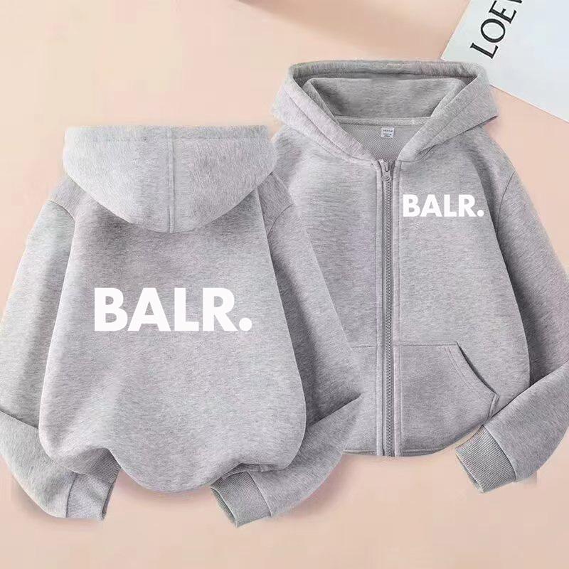 BALR. Толстовка с принтом букв на молнии для детей – Стильный повседневный свитшот/куртка для мальчиков и девочек (Возраст 3–12 лет), Утолщенная версия для осени и зимы