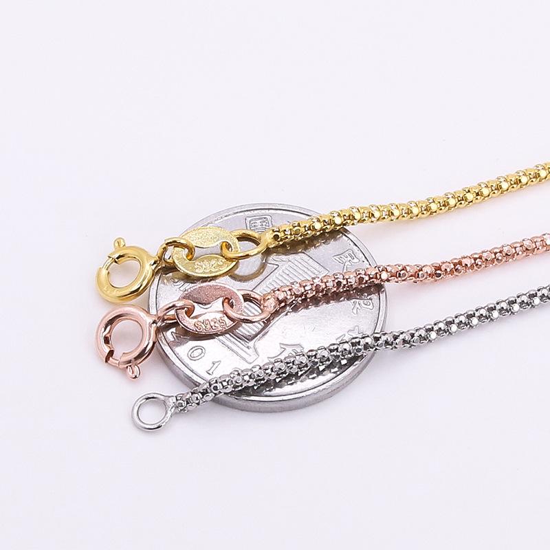 Модное ожерелье из круглых бусин из чистого серебра 999 пробы для мужчин и женщин - Длинная простая цепочка для свитера