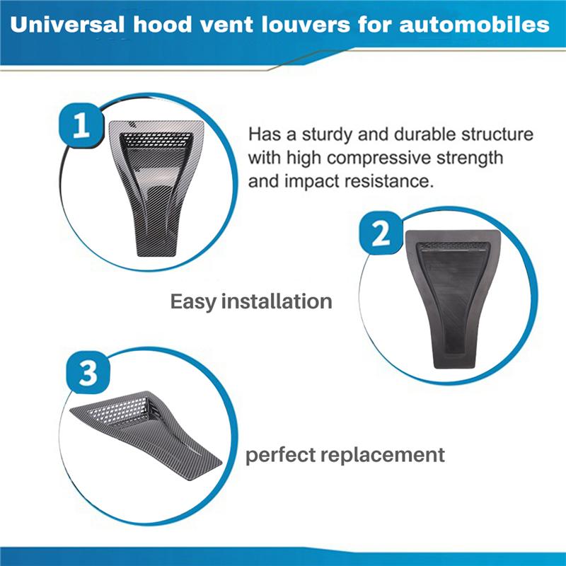 Universal Engine Hood Vent Louvers Air Scoop Bonnet Vent Air Intake Cover Carbon Look Car Parts Car Front Vent