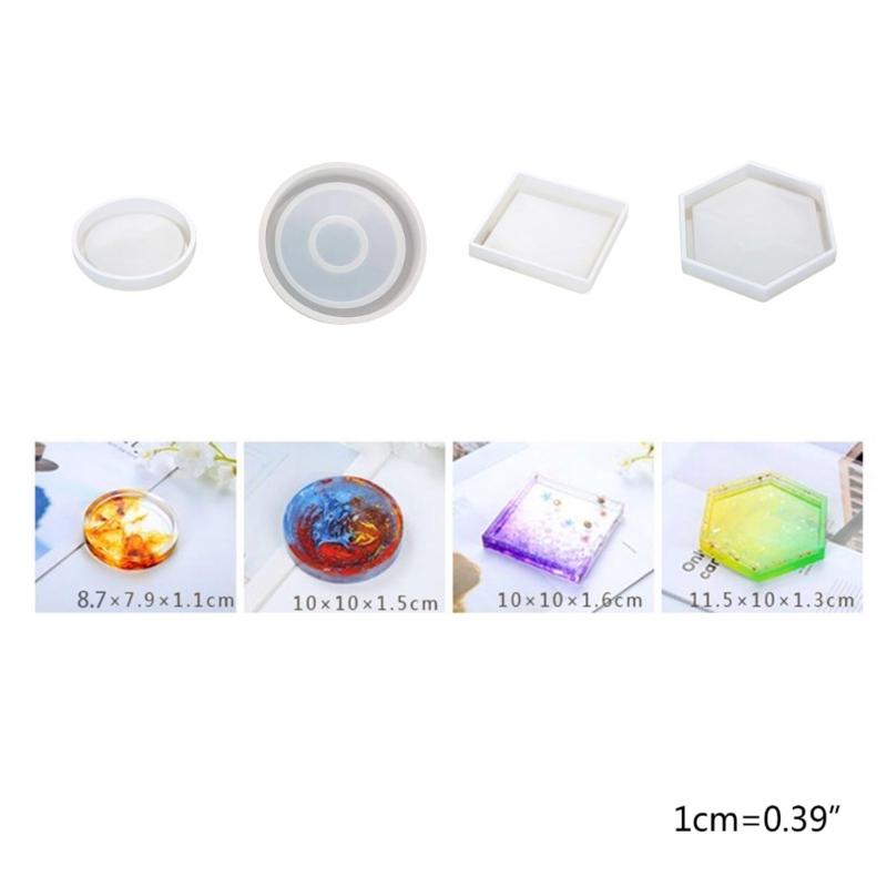 Coaster Silicone Bracket Holder Molds Geometric Shape Hexagonal Square Round Epoxy Resin Bracket for DIY Decoration
