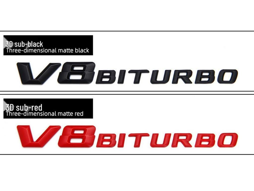 Подходит для Mercedes-Benz V8 BITURBO: Эмблема крыла, Двойной турбонаддув, Задняя эмблема, Надпись, Наклейки на автомобиль.
