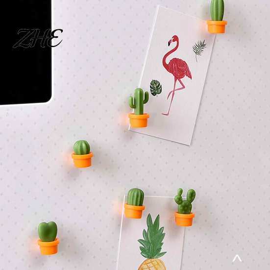 Metal Cabinet Magnets 6Pcs Potted Cactus Refrigerator Magnets, Mini Kitchen Fridge Small Magnet Magnet, Memos Notes Photos Holder, Decorative