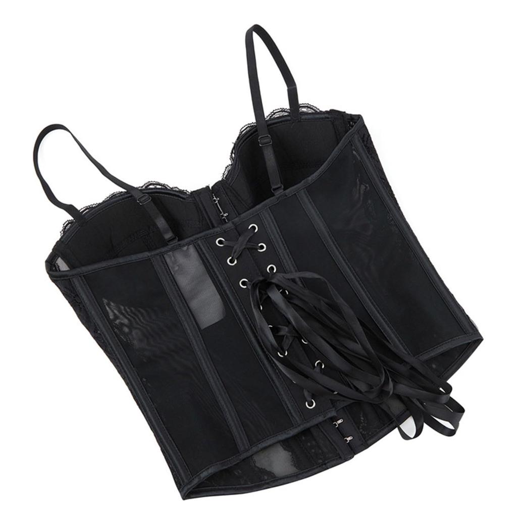 Women's Sexy LaceBack Zip Corset Top Bustier G-string Body Shapewear