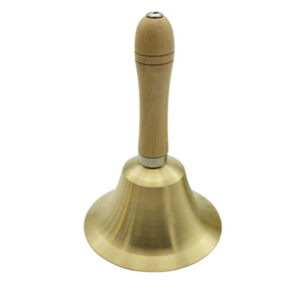 Multi-Purpose Solid Brass Call Bell Wooden Handle Brass Ringing Handbells  Animal Training