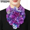 Women's 1PC Four Seasons Floral Printed Silk Scarves Retro Elegant Fashion Versatile Casual Detachable Collar Scarves