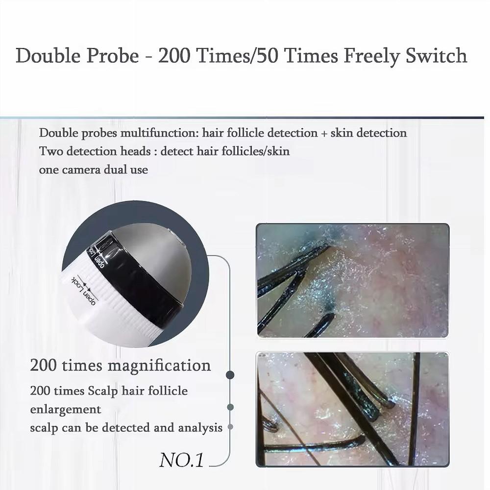 Skin Hair Analyzer,50x/200x Lens WiFi 5g 1000w Pixels,Hair Analysis Analyzer, Scalp Hair Detector, Scalp Moisture Tester,for Home Spa Salon Use