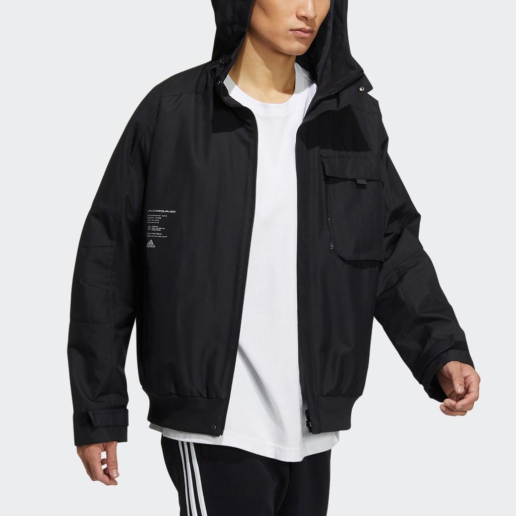 Adidas Utility Jacket With Large Pockets And Hood Men Outerwear Black HD0355