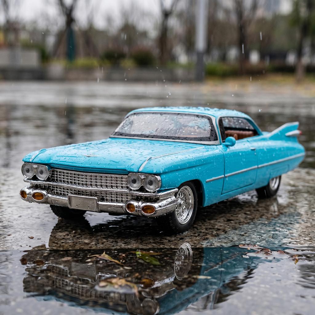 1:24 Металлические Модели Машин и Транспортных Средств, Совместимые с 1959 Cadillac De Ville Big Rocket, Настольный Дисплей, Симуляция, Миниатюры