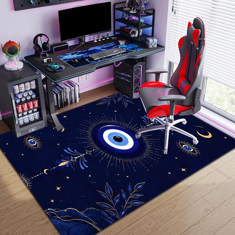 Blue Mystic Hamsa Hand Celestial Symbols Carpet Printing Home Decor Room Art Dormitory Decoration