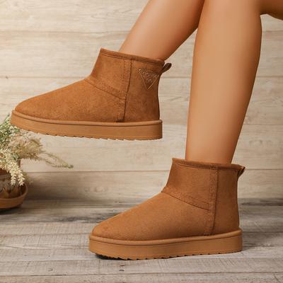 Smile Зимние Трендовые Снежные Ботинки Женские Теплые Плюшевые Снежные Ботинки Водонепроницаемые И Нескользящие Средней Высоты На Толстой Подошве Снежные Модные Ботинки