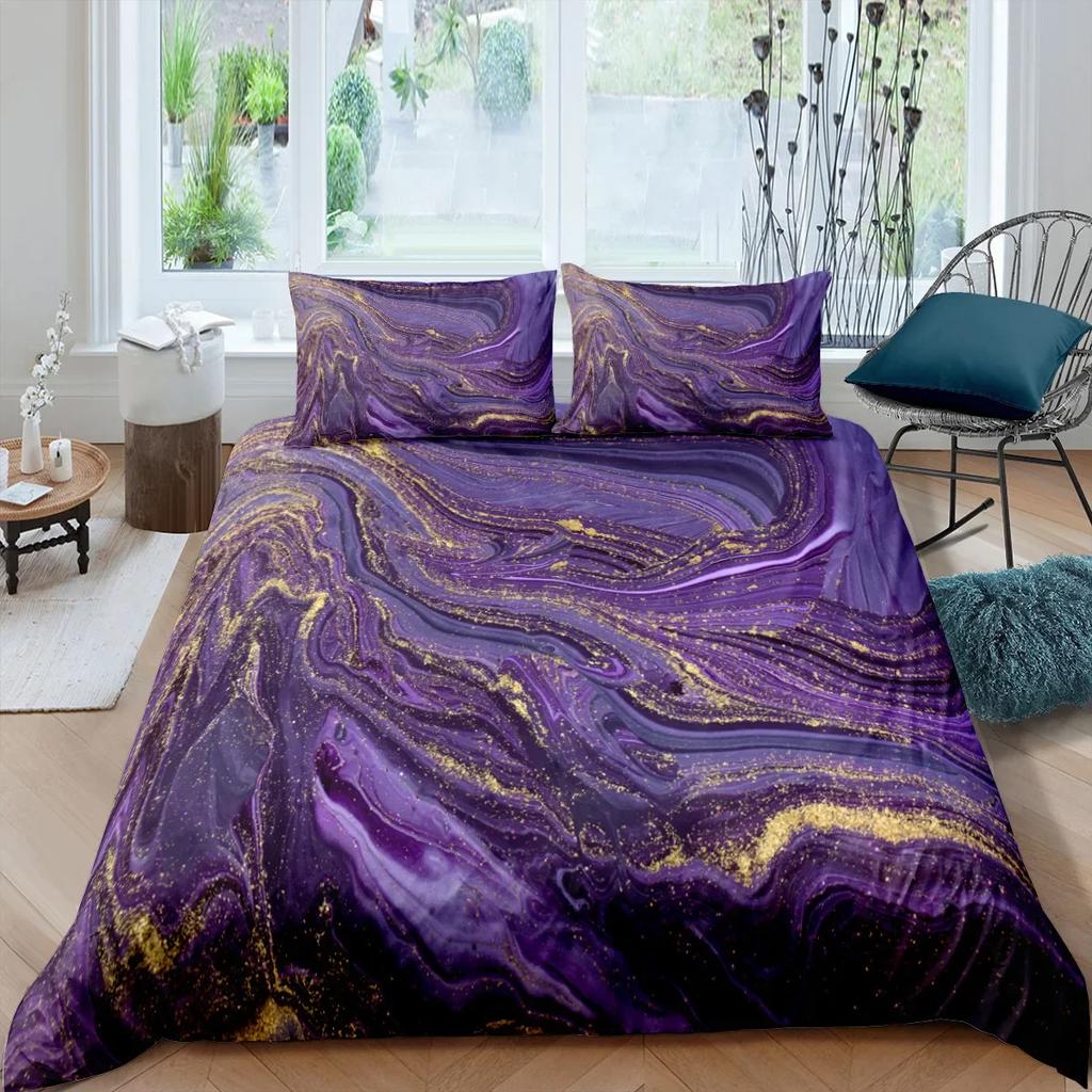 3D Modern Pastel Rainbow Marble Comfortable Duvet Quilt Cover Pillowcase Bedding Set Children Bedroom Decoration Home Textile