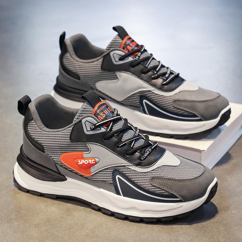 Autumn Men's Shoes New Breathable Mesh Sneakers Men's Korean Version Trendy Versatile Platform Casual Running Dad Shoes