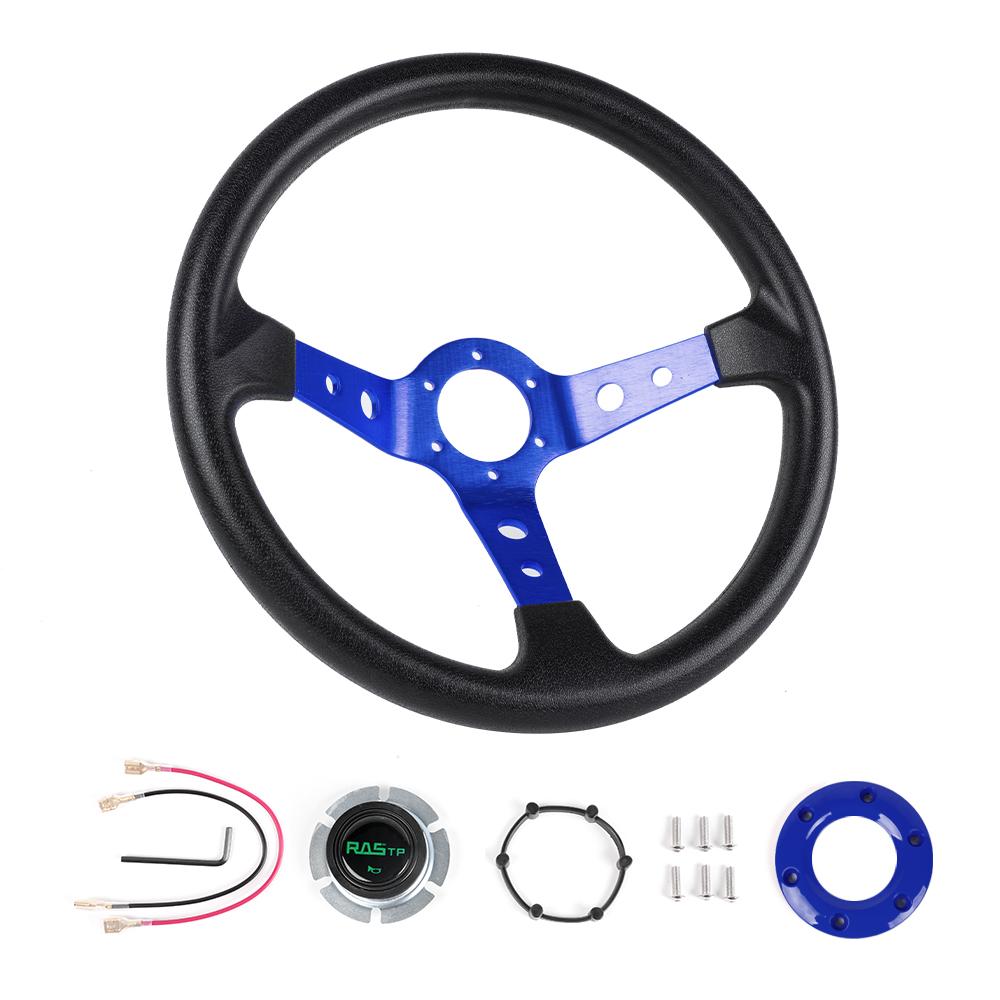 Universal 14inch 350mm Car Racing Steering Wheels Aluminium PU Deep Corn Dish Sport Drifting Steering Wheel STW020