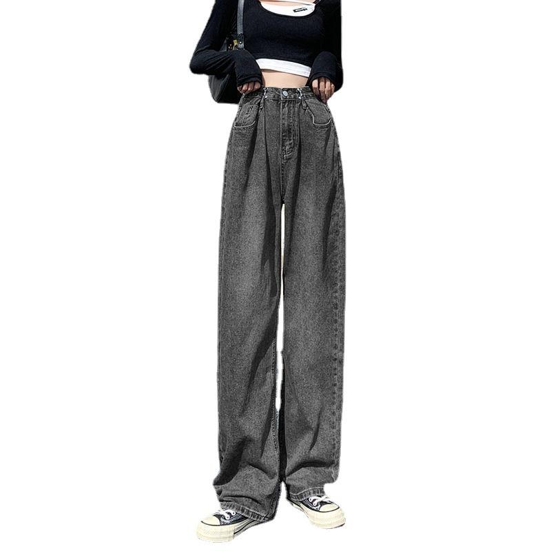 Spring Autumn Women's High-waist Jeans Pants Slimming All-match Loose Casual Wide-leg Denim Trousers