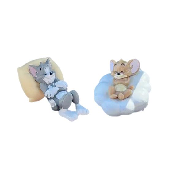 T-ом и Джерри Полимерная фигурка Милый спящий кот-мышь Украшение на приборную панель автомобиля Настольное украшение Коллекционный мультяшный персонаж для автомобиля дома