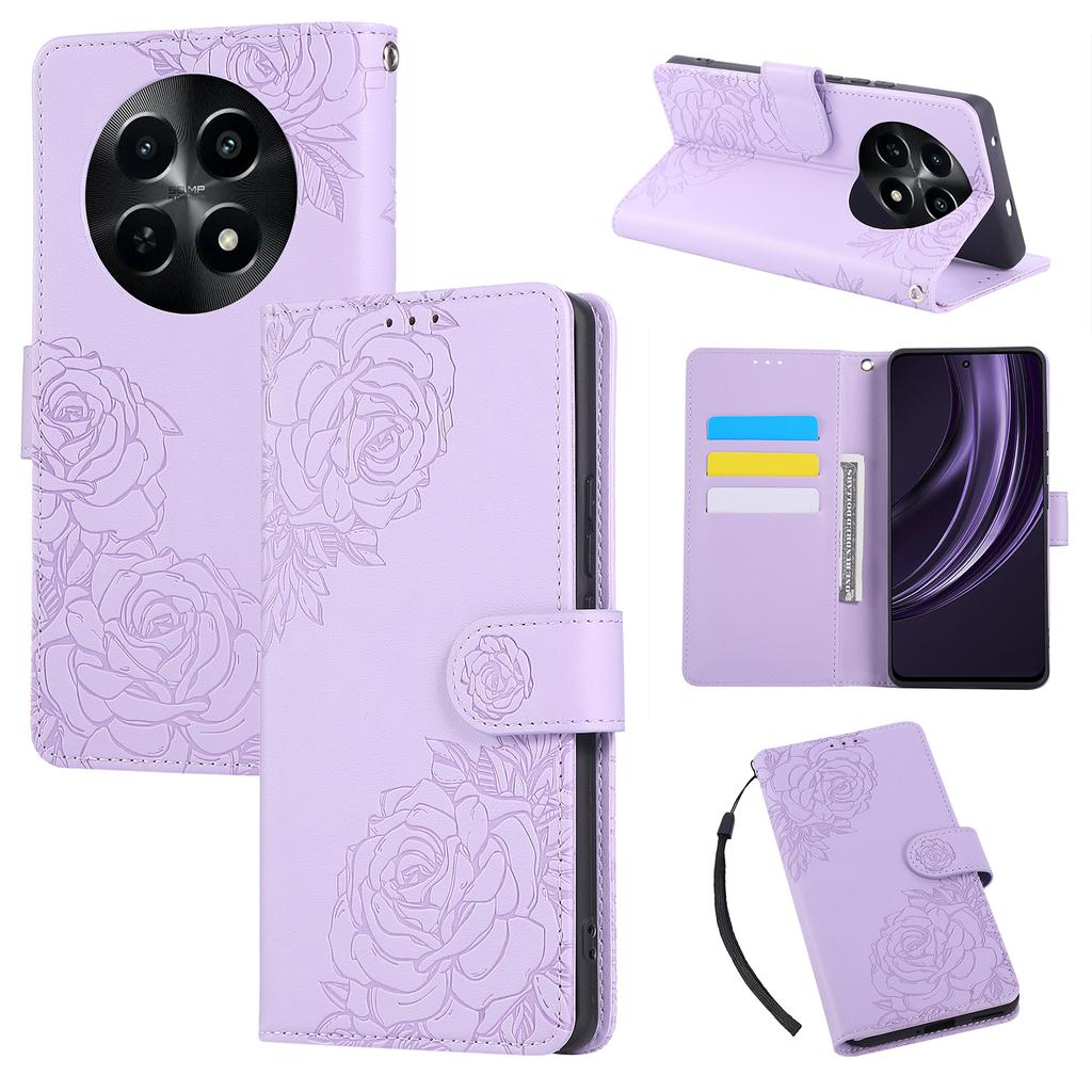 For Realme C65 5G/C63 5G Case Rose Flower PU Leather Wallet Phone Cover with 3 Card Slots