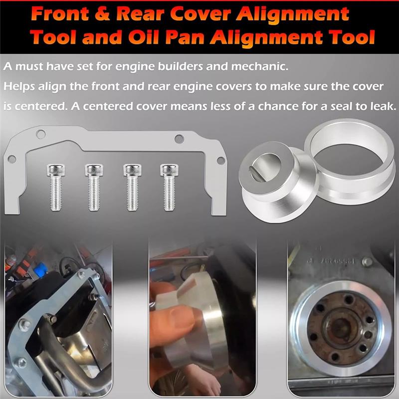 Front & Rear Cover Oil Pan Alignment Tool + Billet Alignment Tool For 4.8 5.3 5.7 6.0 6.2 LS GM Engine-A87Q
