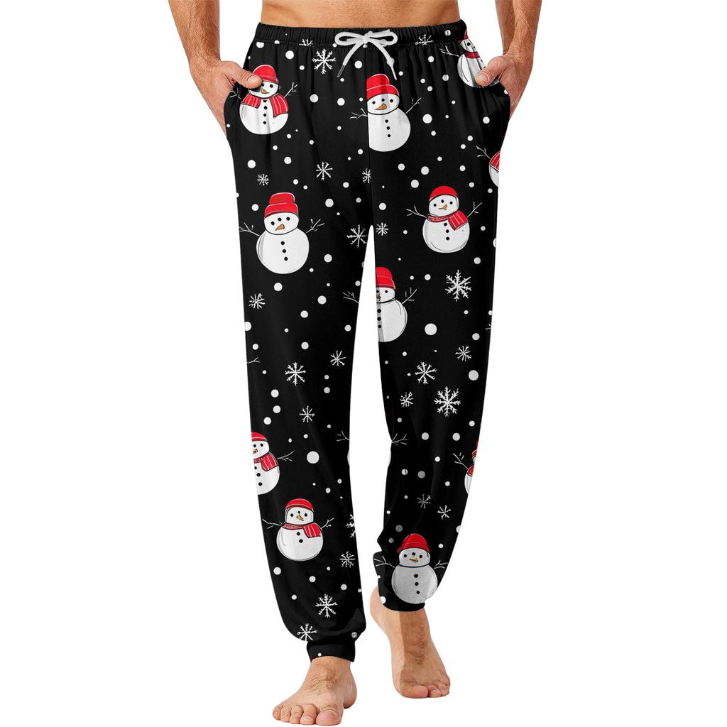 Мужские повседневные брюки с карманами на кулиске и манжетами, домашние брюки для сна