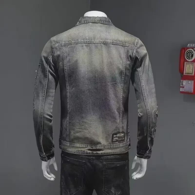 Мужская 2023 Marvel Venom Slim Ripped Denim Motorcycle Jacket - Ретро Европейский и Американский Стиль