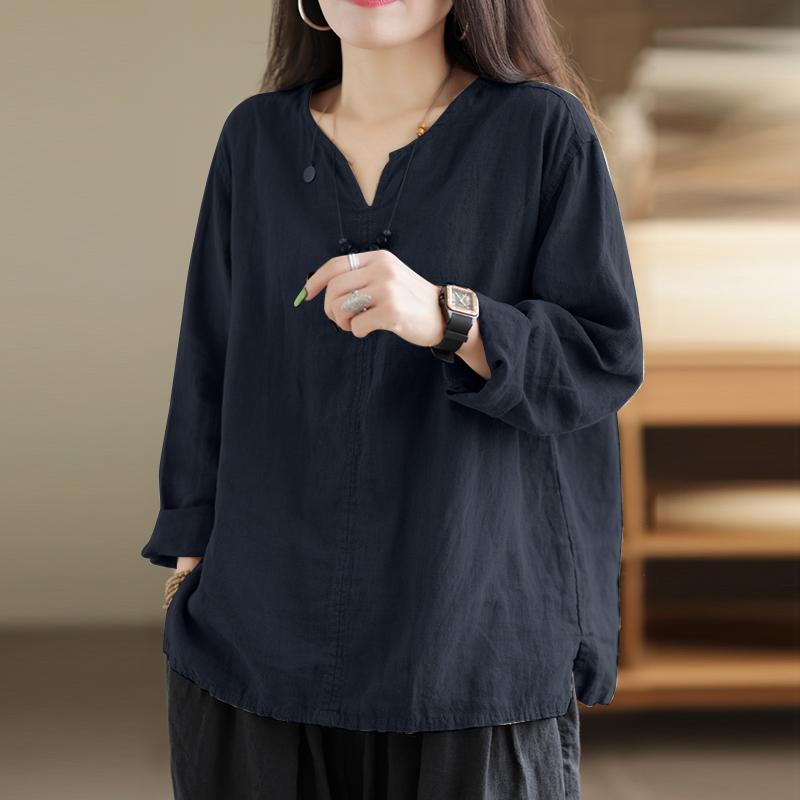 ZANZEA Женские повседневные хлопковые блузки с v-образным вырезом и длинными рукавами