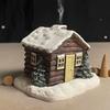 Рождественский Снежный Дом Подставка для Благовоний Украшение Рождественская Деревенская Изба из Бревен Смола Подставка для Благовоний Домашний Офисный Настольный Орнамент
