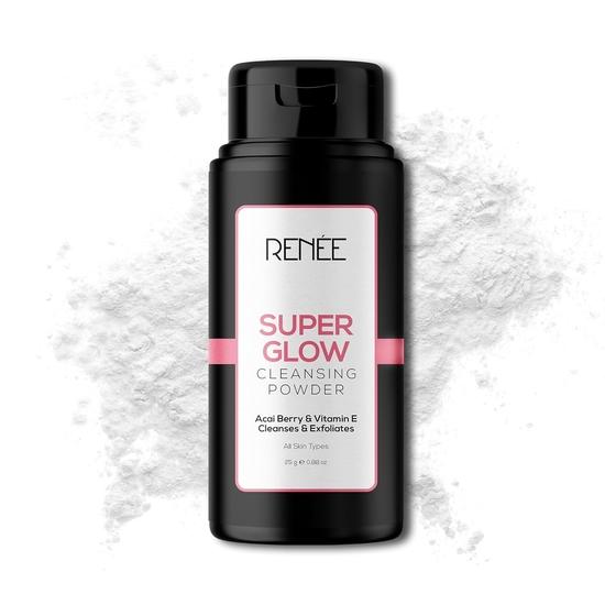 RENEE Super Glow Cleansing Powder - Exfoliating & Hydrating Formula with Vitamin E, Acai Berry - Essential Skincare for Refreshed Face- 25g
