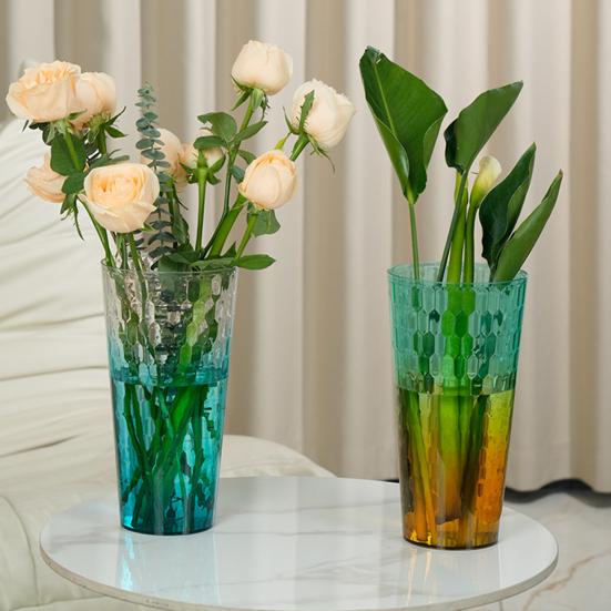 Clear Flower Vase for Centerpiece Thickened Plastic Modern Vase Gradient Color