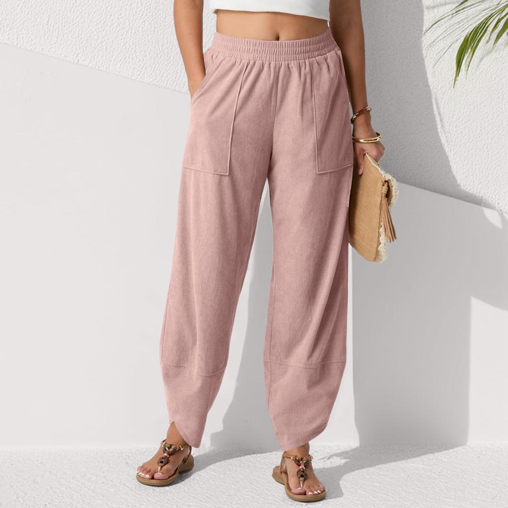 Модные женские однотонные повседневные укороченные брюки с карманами