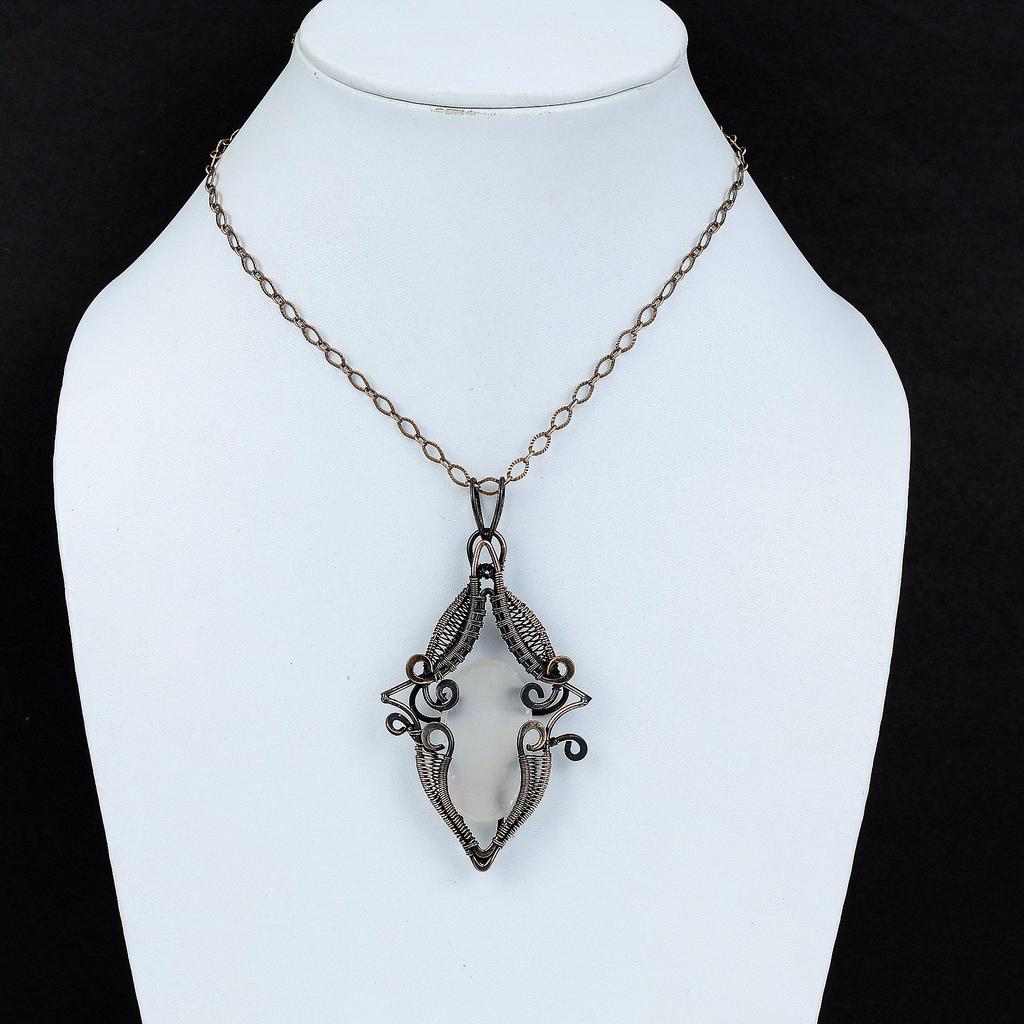 Селенит Друзы Подвеска Медная проволока Обернутая подвеска Селенит Друзы Ювелирные изделия Удивительная подвеска Подвеска из драгоценных камней для подарка Медные украшения ручной работы