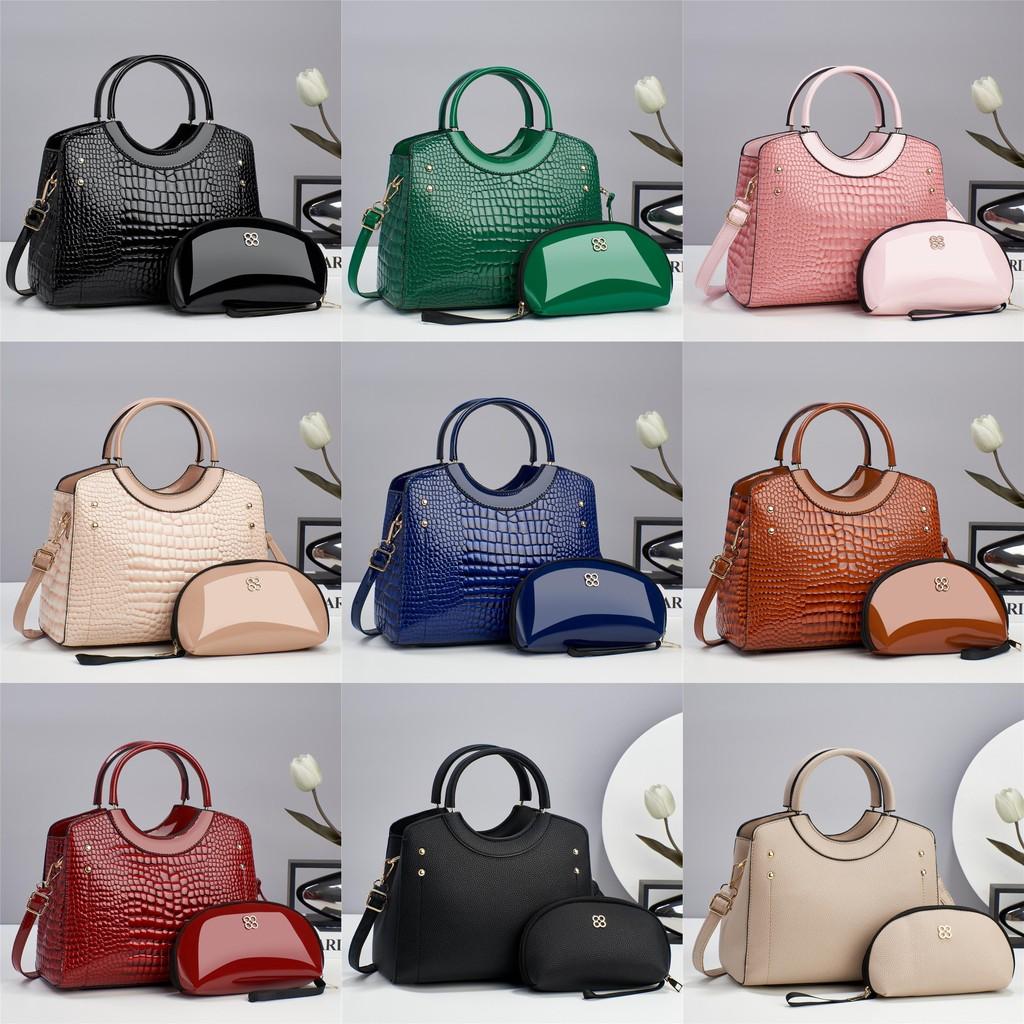 Pu Solid Color Pattern Tote Handbag With Zipper Pockets For Daily Use