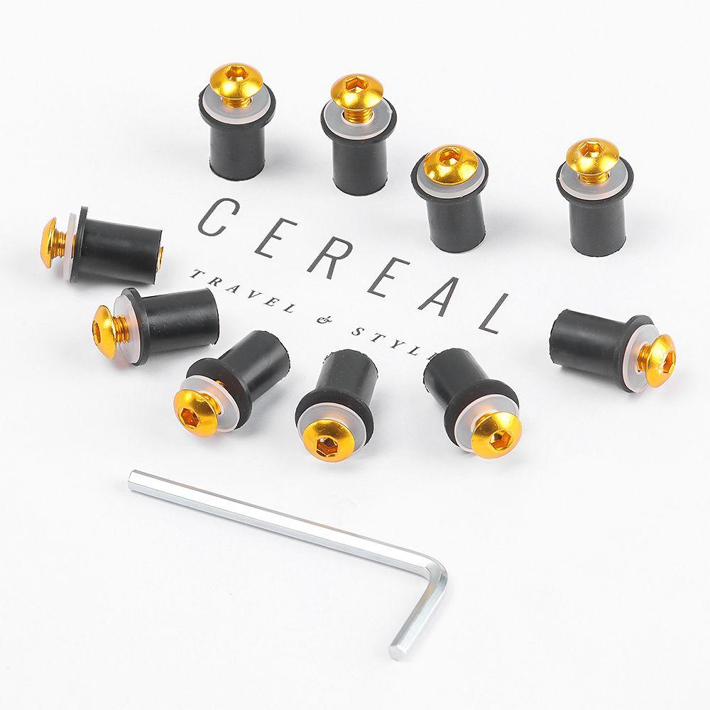 10Pcs M5 x 15mm Moto Decor CNC Windshield Bolt Motorcycle Windscreen Screw Kit Nuts Fastener