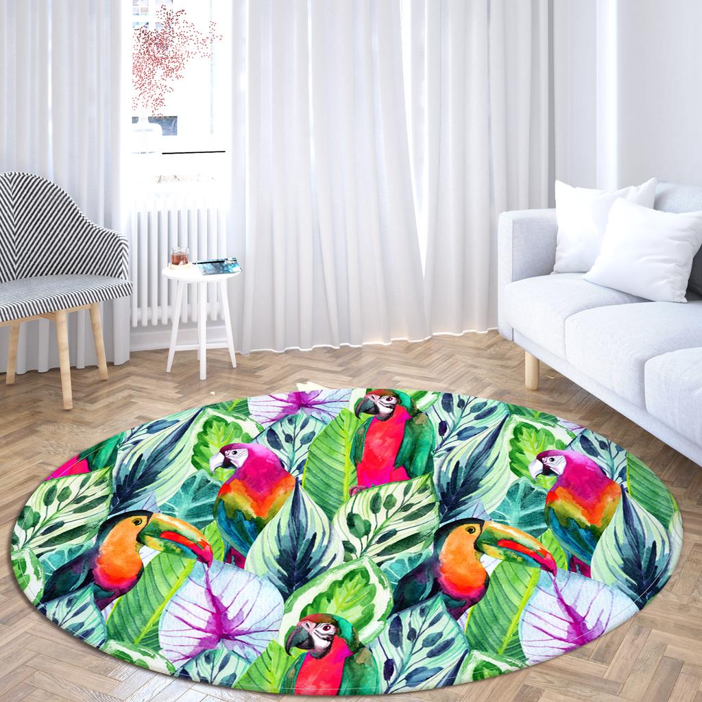 Cherry Blossom Leaf Area Carpet Large Floral Illustration Round Cushion Printing Plant Home Living Room Decorative Carpet