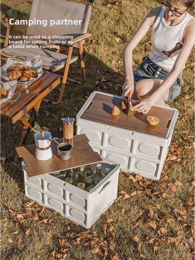 Portable Folding Storage Box for Camping, Home, and Car Trunk