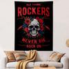 Old School Rockers Tapestry Wall Hanging, Rock Never Die Quote, Wall Decor for Bedroom Living Room Dorm