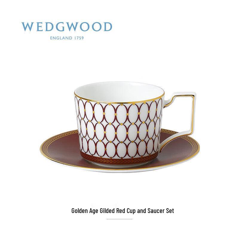 Wedgwood Набор из позолоченной малиновой чайной чашки и блюдца