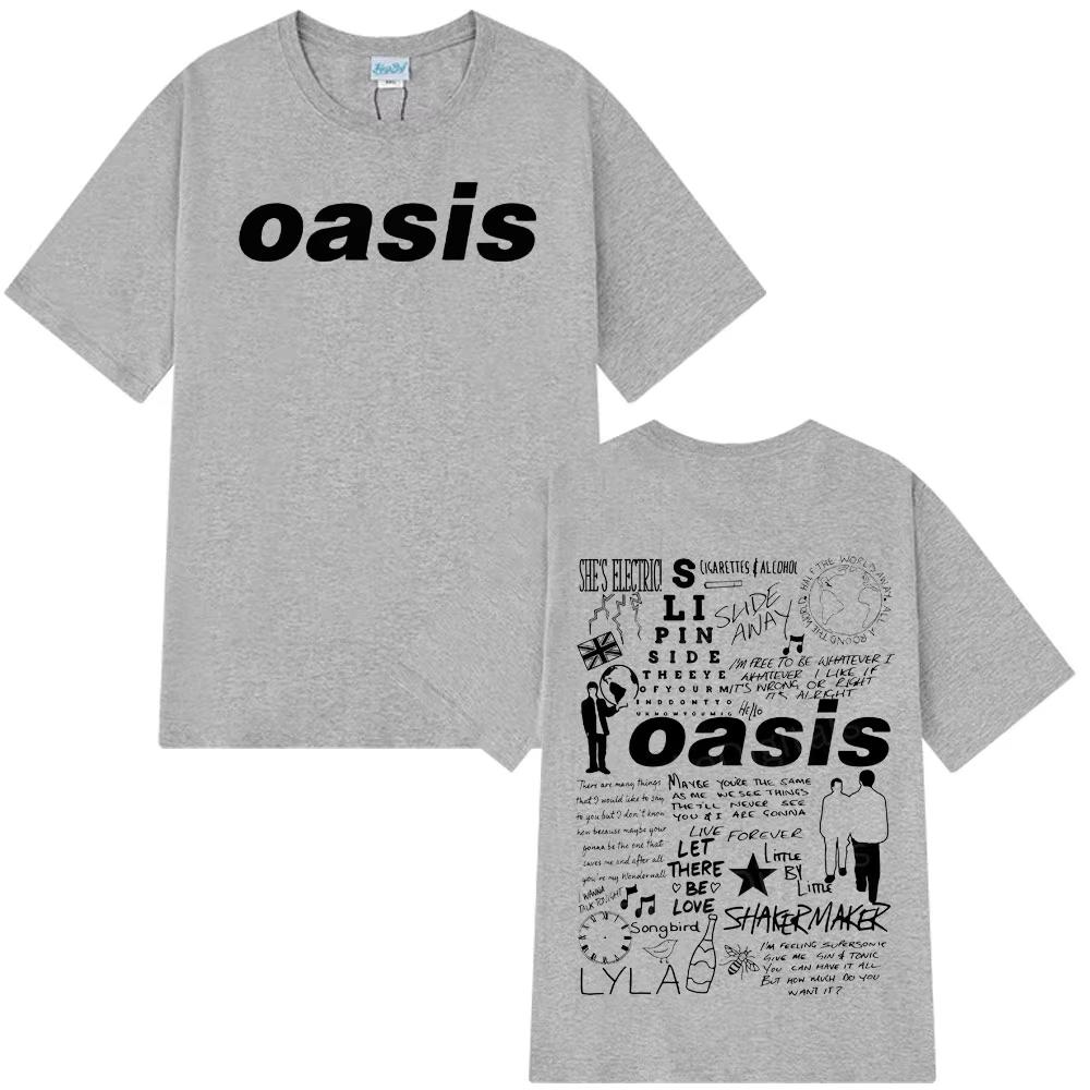 Логотип группы Oasis Рок-группа Футболки Мужские Женские Короткий рукав Винтажные Футболки Хип-хоп Свободные Повседневные Оверсайз Высококачественная Футболка Топы